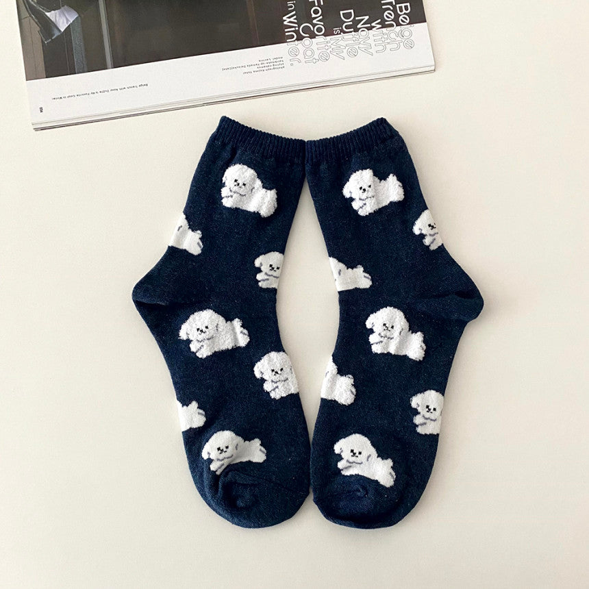 AURACASA Daily Women 5 Pairs Socks 08. Khaki blue set