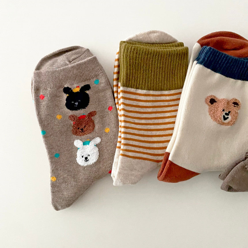 AURACASA Daily Women 5 Pairs Socks 01. Orange Beige Set