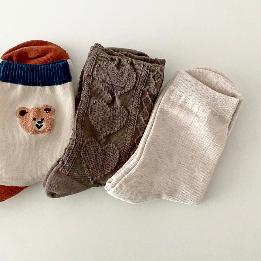 AURACASA Daily Women 5 Pairs Socks 01. Orange Beige Set