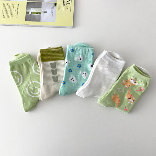 AURACASA mint blue women's daily socks set of 5 pairs