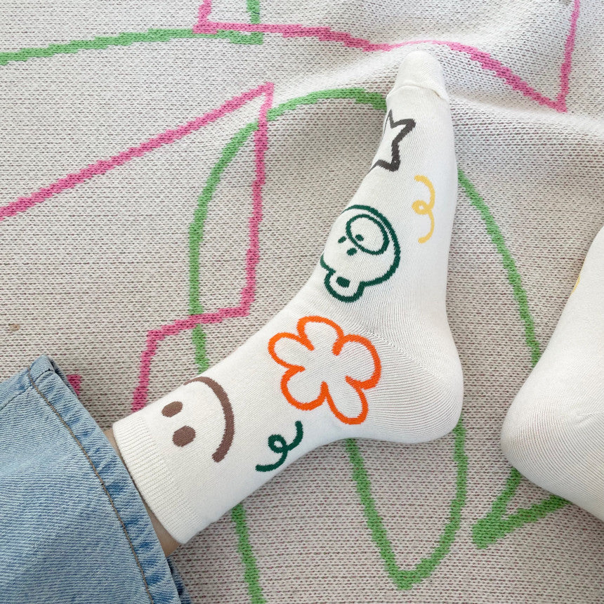 AURACASA Cute Gift Women 5 Pairs Socks Yellow Set Gift Set 귀여운 5종 양말 노랑 선물 세트