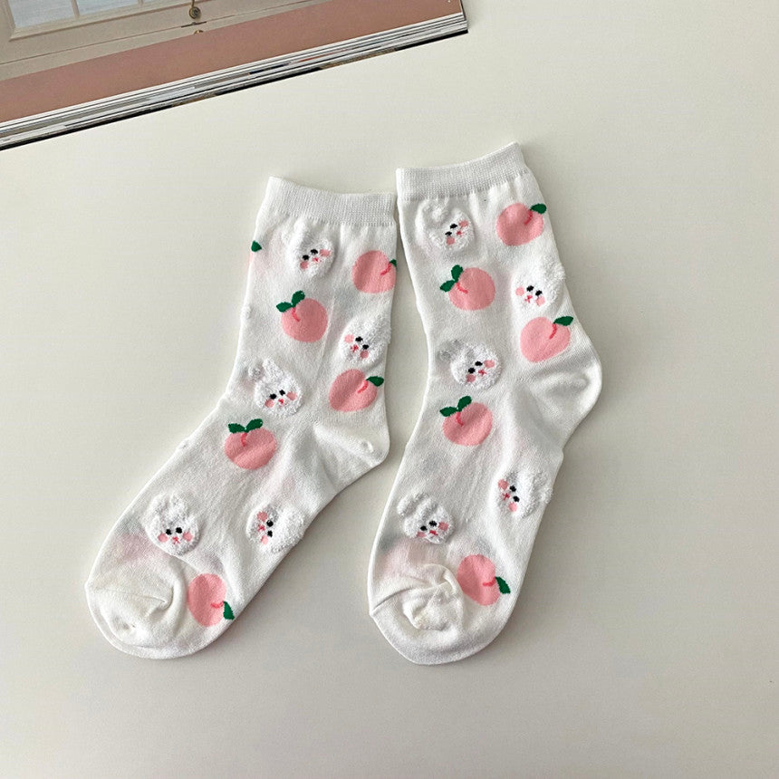 AURACASA Cute Gift Women 5 Pairs Socks Pink Set 귀여운 5종 양말 핑크세트