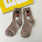 AURACASA Daily Women 5 Pairs Socks 01. Orange Beige Set