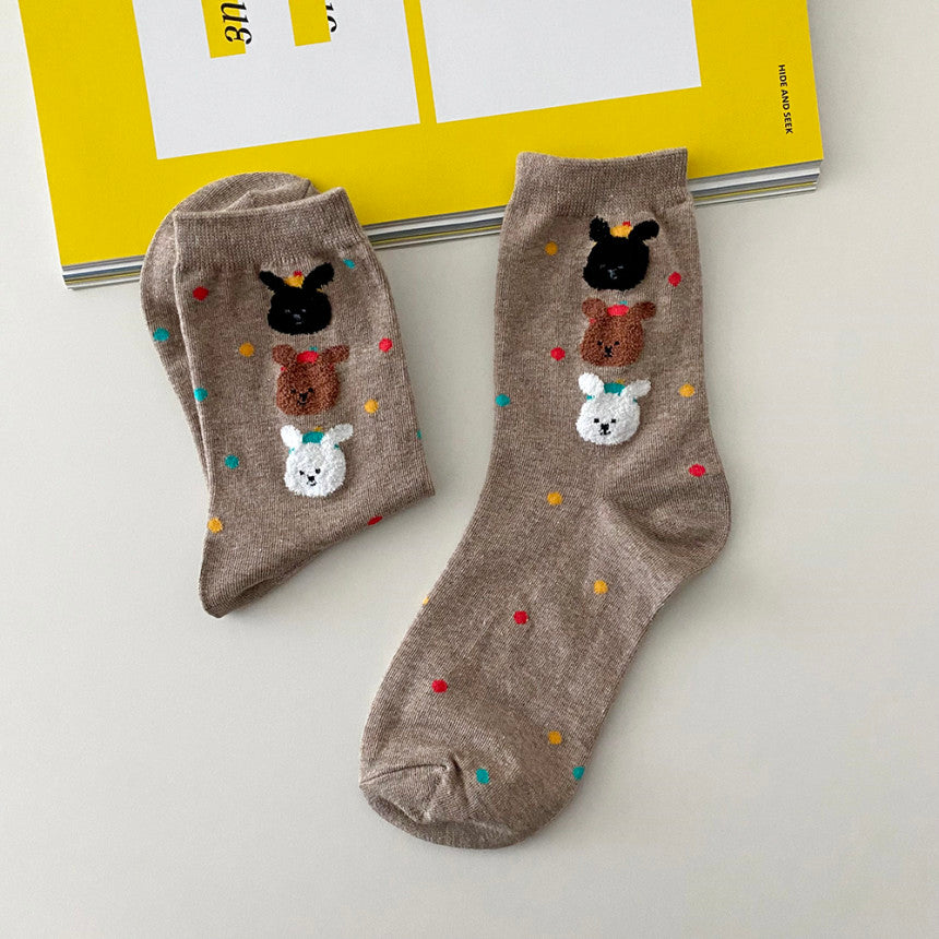 AURACASA Daily Women 5 Pairs Socks 01. Orange Beige Set