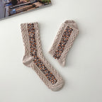 AURACASA Daily Women 5 Pairs Socks 03. Beige Flower Set