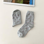AURACASA Daily Women 5 Pairs Socks 07. Blue Flower Set