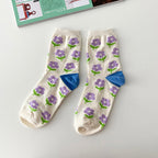 AURACASA Daily Women 5 Pairs Socks 08. Khaki blue set