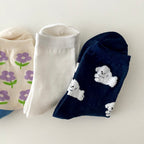 AURACASA Daily Women 5 Pairs Socks 08. Khaki blue set
