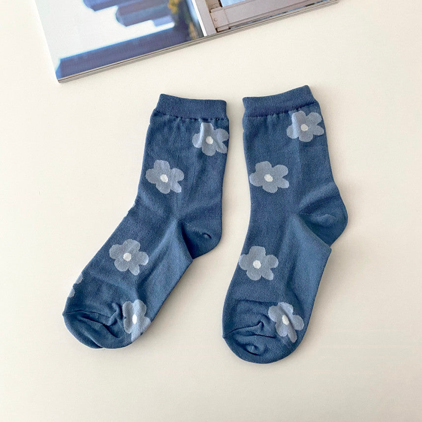 AURACASA Daily Women 5 Pairs Socks 07. Blue Flower Set