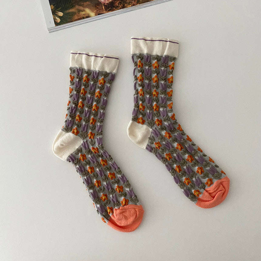 AURACASA Daily Women 5 Pairs Socks 14. Purple Set