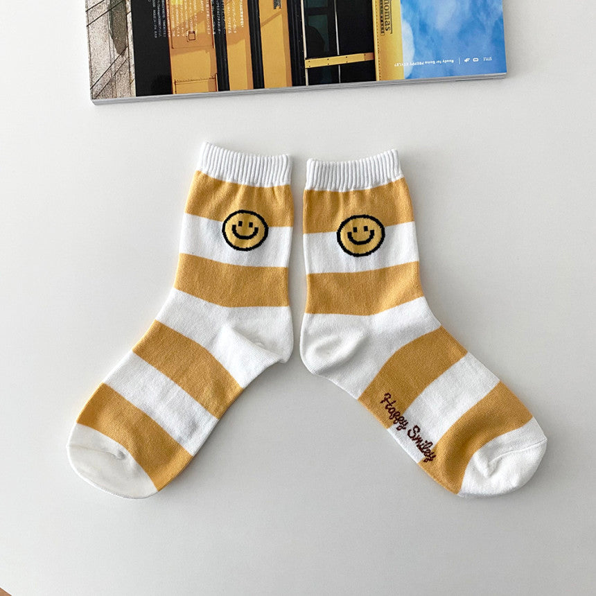 AURACASA Daily Women 5 Pairs Socks 02. Smile Yellow