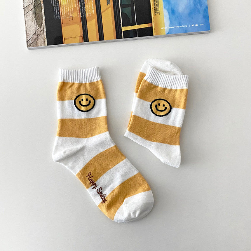 AURACASA Daily Women 5 Pairs Socks 02. Smile Yellow