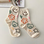 AURACASA Cute Gift Women 5 Pairs Socks Yellow Set Gift Set 귀여운 5종 양말 노랑 선물 세트