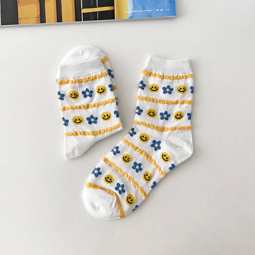 AURACASA Daily Women 5 Pairs Socks 02. Smile Yellow