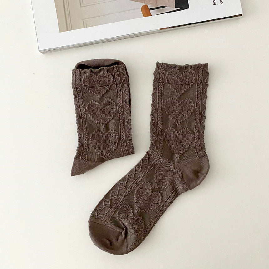 AURACASA Daily Women 5 Pairs Socks 01. Orange Beige Set