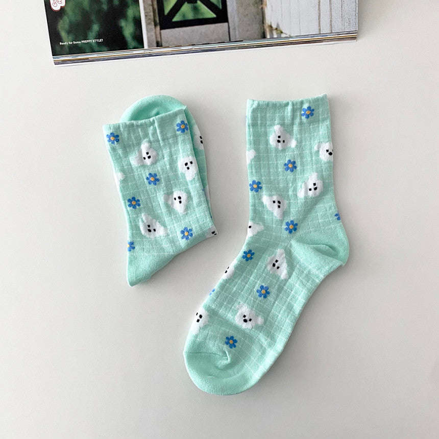 AURACASA Daily Women 5 Pairs Socks 05. Mint Blue set