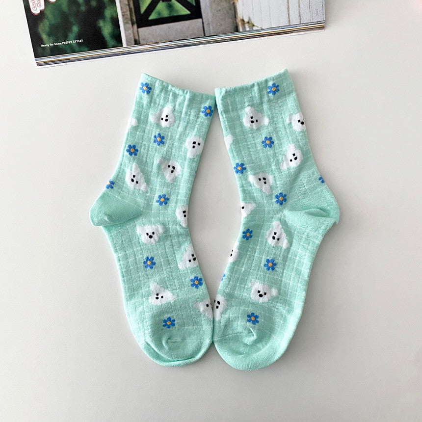 AURACASA Daily Women 5 Pairs Socks 05. Mint Blue set