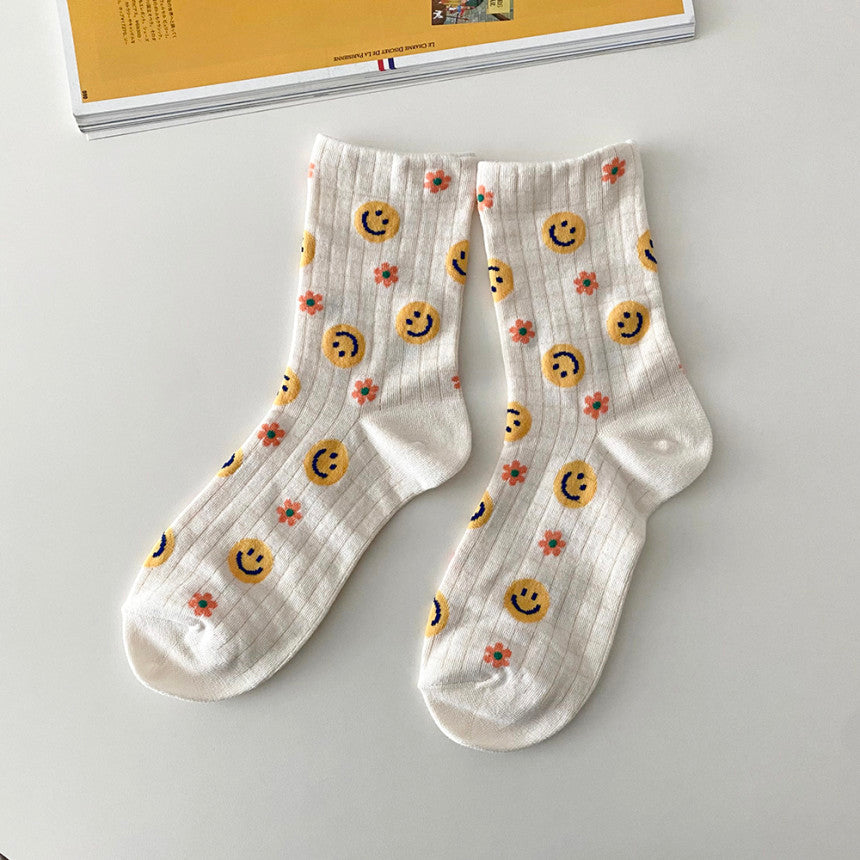 AURACASA Daily Women 5 Pairs Socks 02. Smile Yellow
