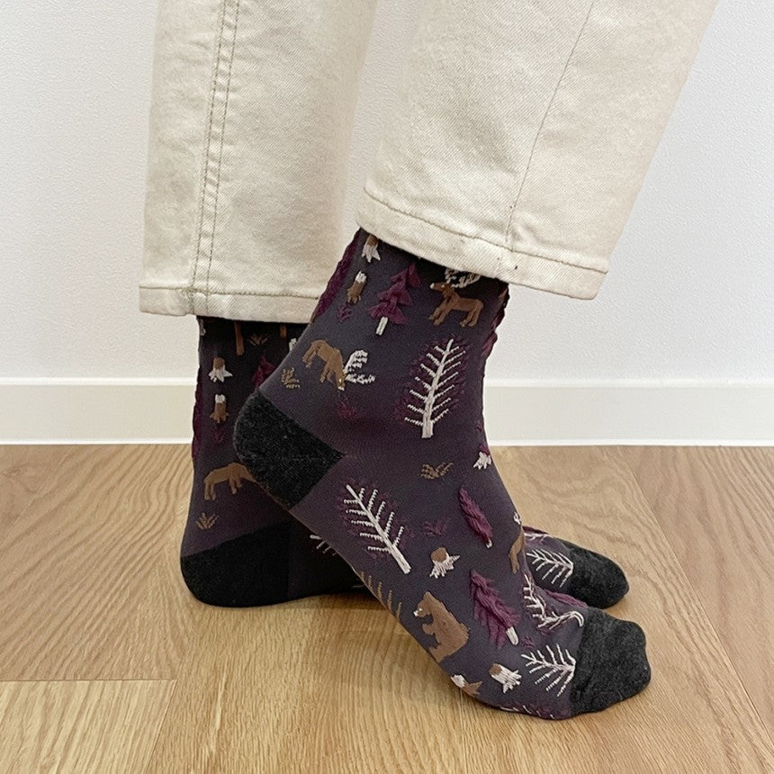AURACASA Daily Women 5 Pairs Socks 14. Purple Set