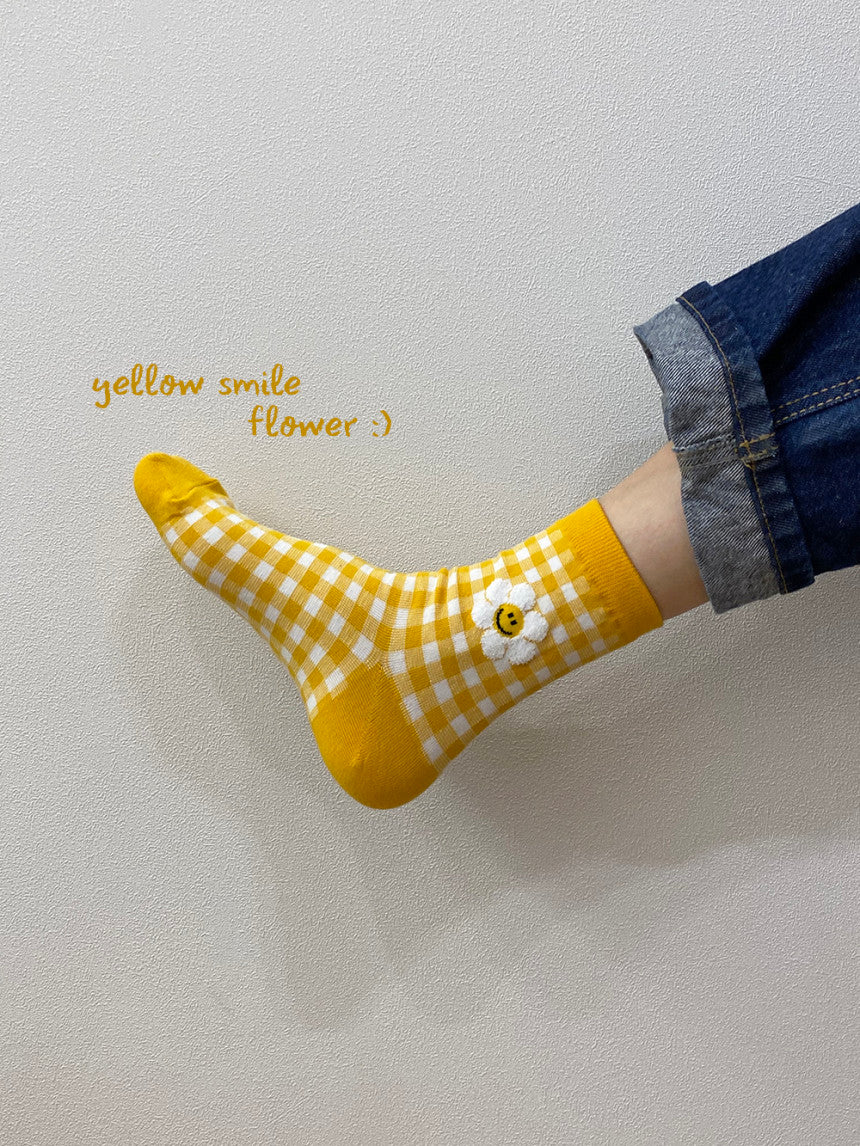 AURACASA Cute Gift Women 5 Pairs Socks Yellow Set Gift Set 귀여운 5종 양말 노랑 선물 세트