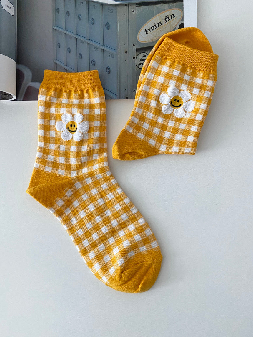 AURACASA Cute Gift Women 5 Pairs Socks Yellow Set Gift Set 귀여운 5종 양말 노랑 선물 세트