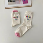 AURACASA Cute Gift Women 5 Pairs Socks Red Set 귀여운 5종 양말 레드세트