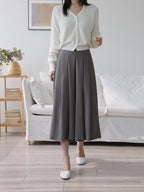AURACASA Pintuck Pleated Wide-Leg Pants