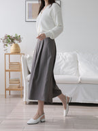 AURACASA Pintuck Pleated Wide-Leg Pants