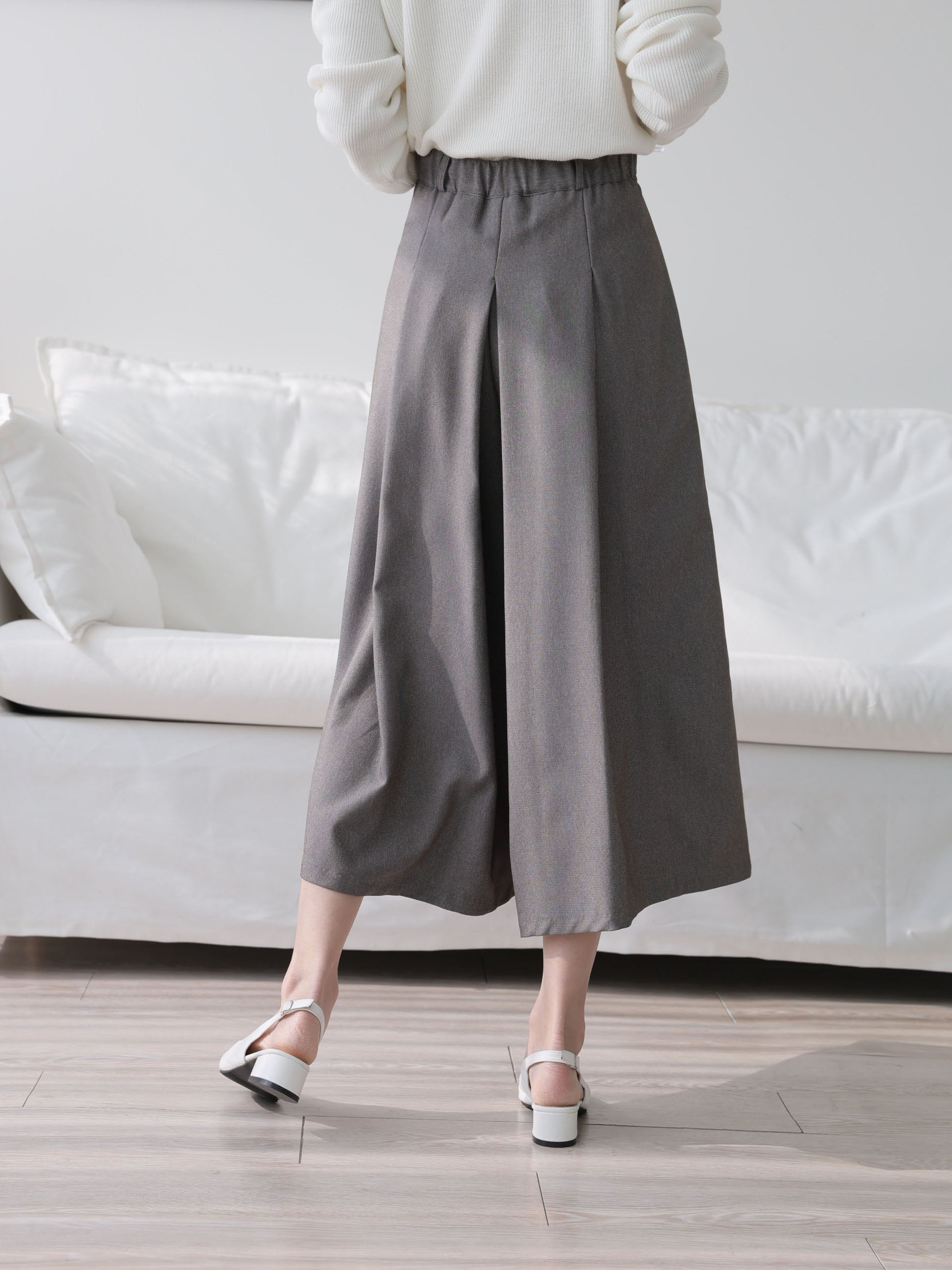 AURACASA Pintuck Pleated Wide-Leg Pants