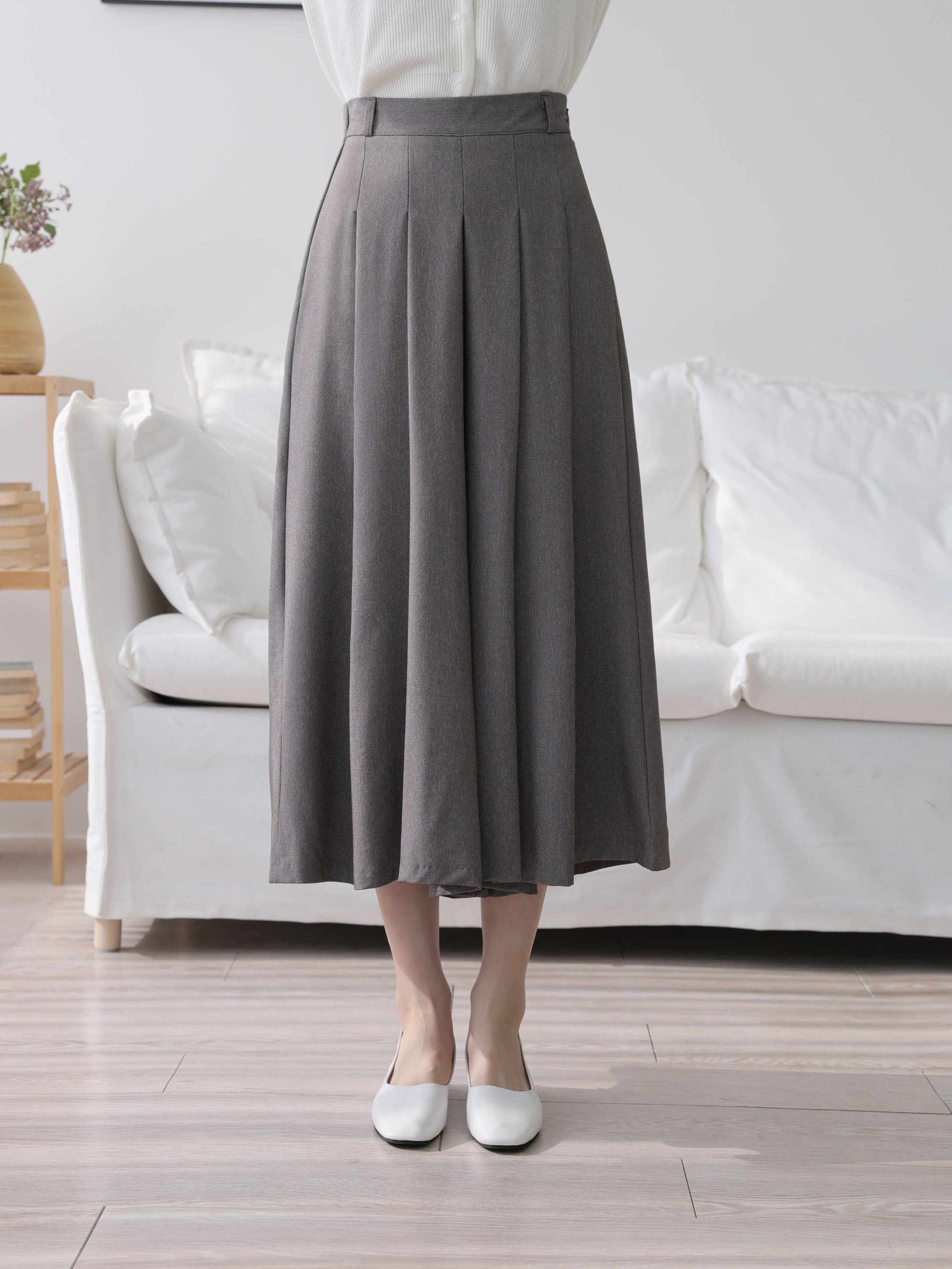 AURACASA Pintuck Pleated Wide-Leg Pants