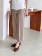 AURACASA Micro Back-Banding Wide Slacks – High-Waist Straight Fit Basic Pants (Spring/Summer)