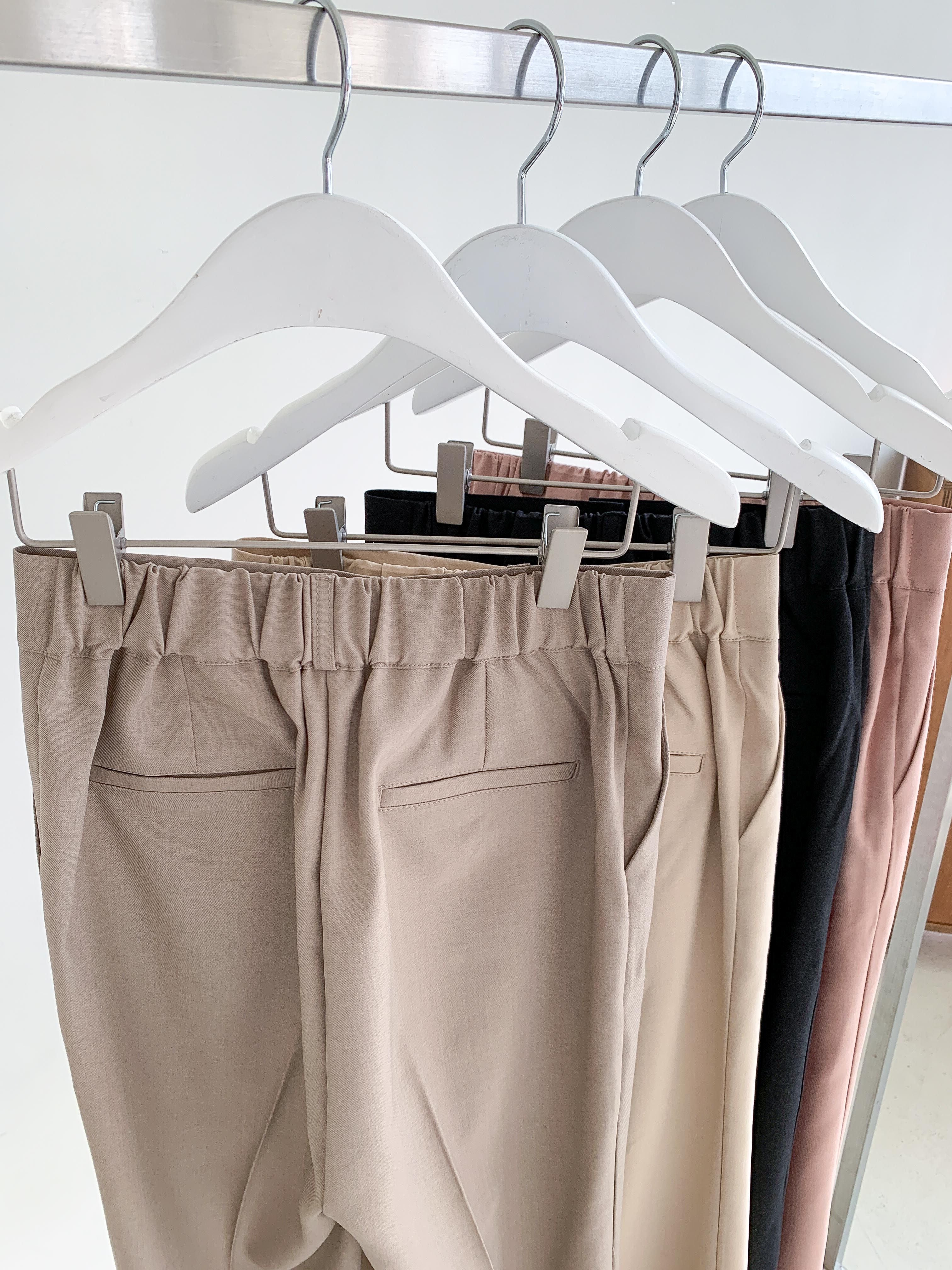 AURACASA Micro Back-Banding Wide Slacks – High-Waist Straight Fit Basic Pants (Spring/Summer)