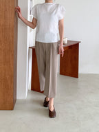 AURACASA Micro Back-Banding Wide Slacks – High-Waist Straight Fit Basic Pants (Spring/Summer)
