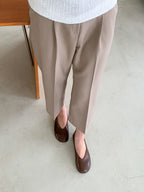 AURACASA Micro Back-Banding Wide Slacks – High-Waist Straight Fit Basic Pants (Spring/Summer)
