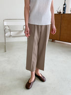 AURACASA Micro Back-Banding Wide Slacks – High-Waist Straight Fit Basic Pants (Spring/Summer)