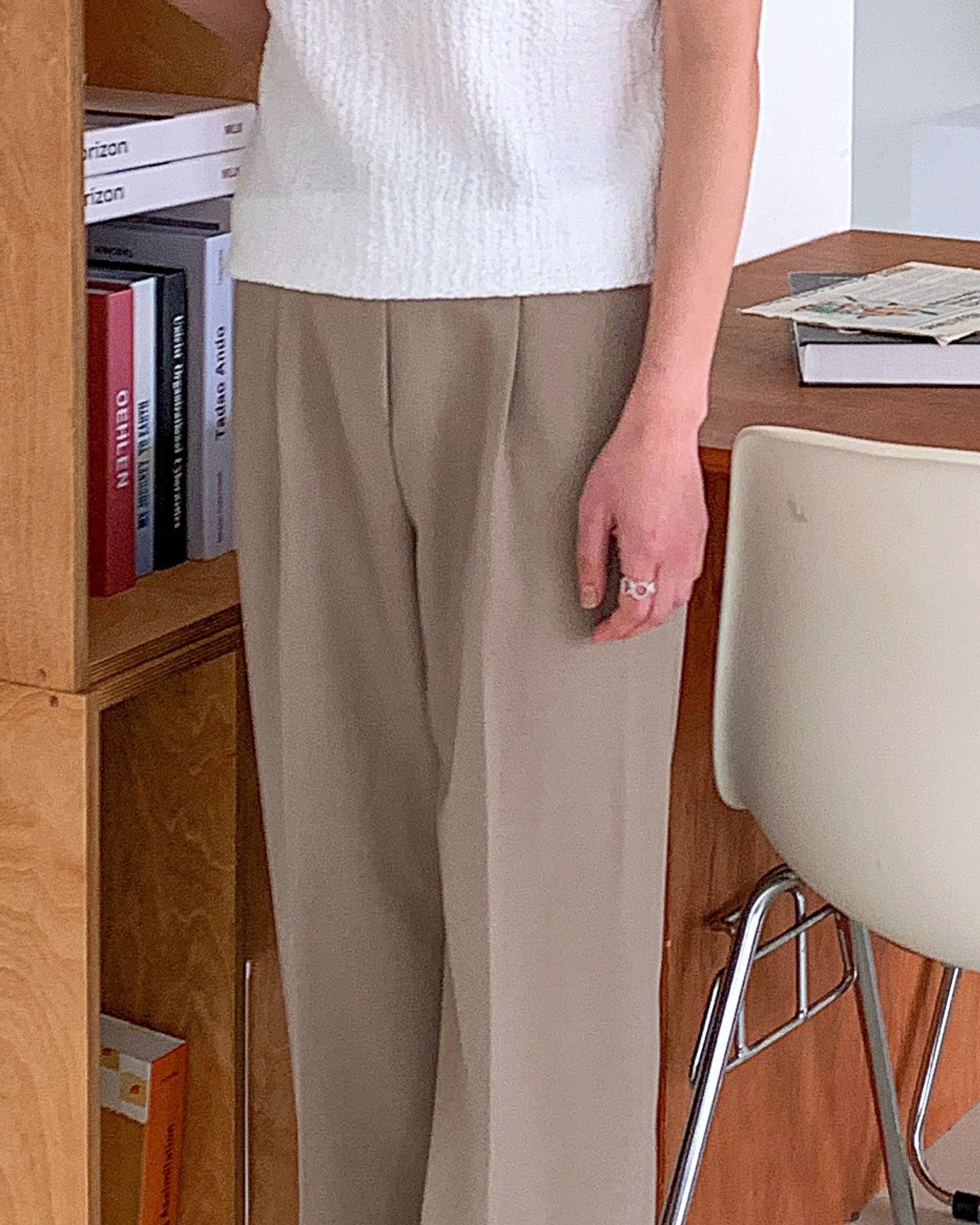 AURACASA Micro Back-Banding Wide Slacks – High-Waist Straight Fit Basic Pants (Spring/Summer)