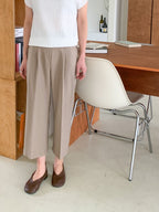 AURACASA Micro Back-Banding Wide Slacks – High-Waist Straight Fit Basic Pants (Spring/Summer)