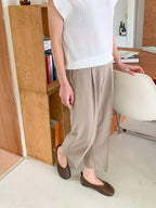 AURACASA Micro Back-Banding Wide Slacks – High-Waist Straight Fit Basic Pants (Spring/Summer)