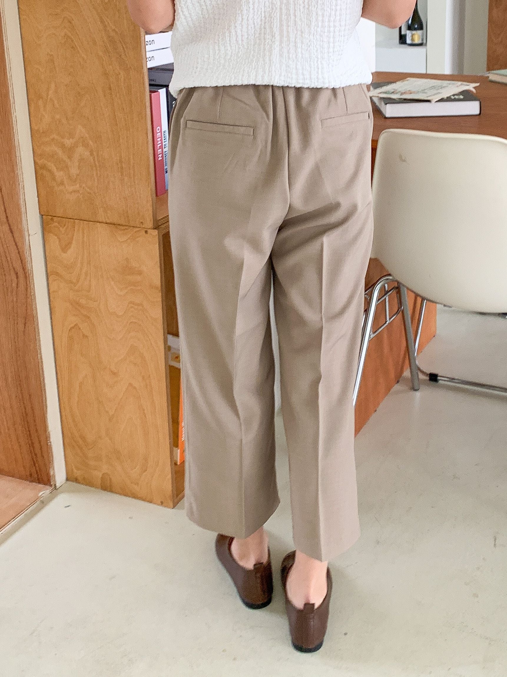 AURACASA Micro Back-Banding Wide Slacks – High-Waist Straight Fit Basic Pants (Spring/Summer)
