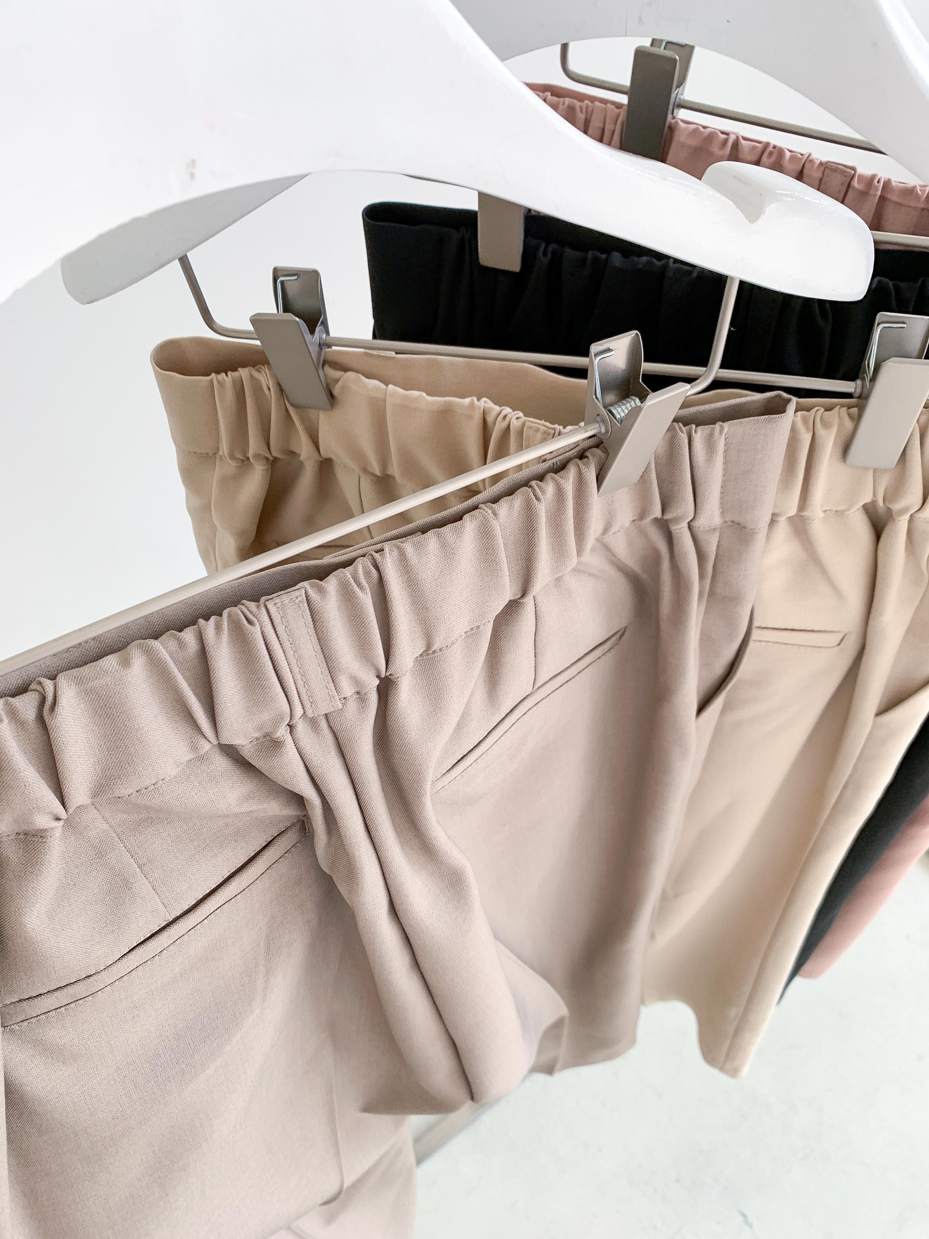 AURACASA Micro Back-Banding Wide Slacks – High-Waist Straight Fit Basic Pants (Spring/Summer)