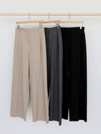 AURACASA Rookie Side-Banding Wide Slacks – High-Waist Pintuck Straight Fit Pants