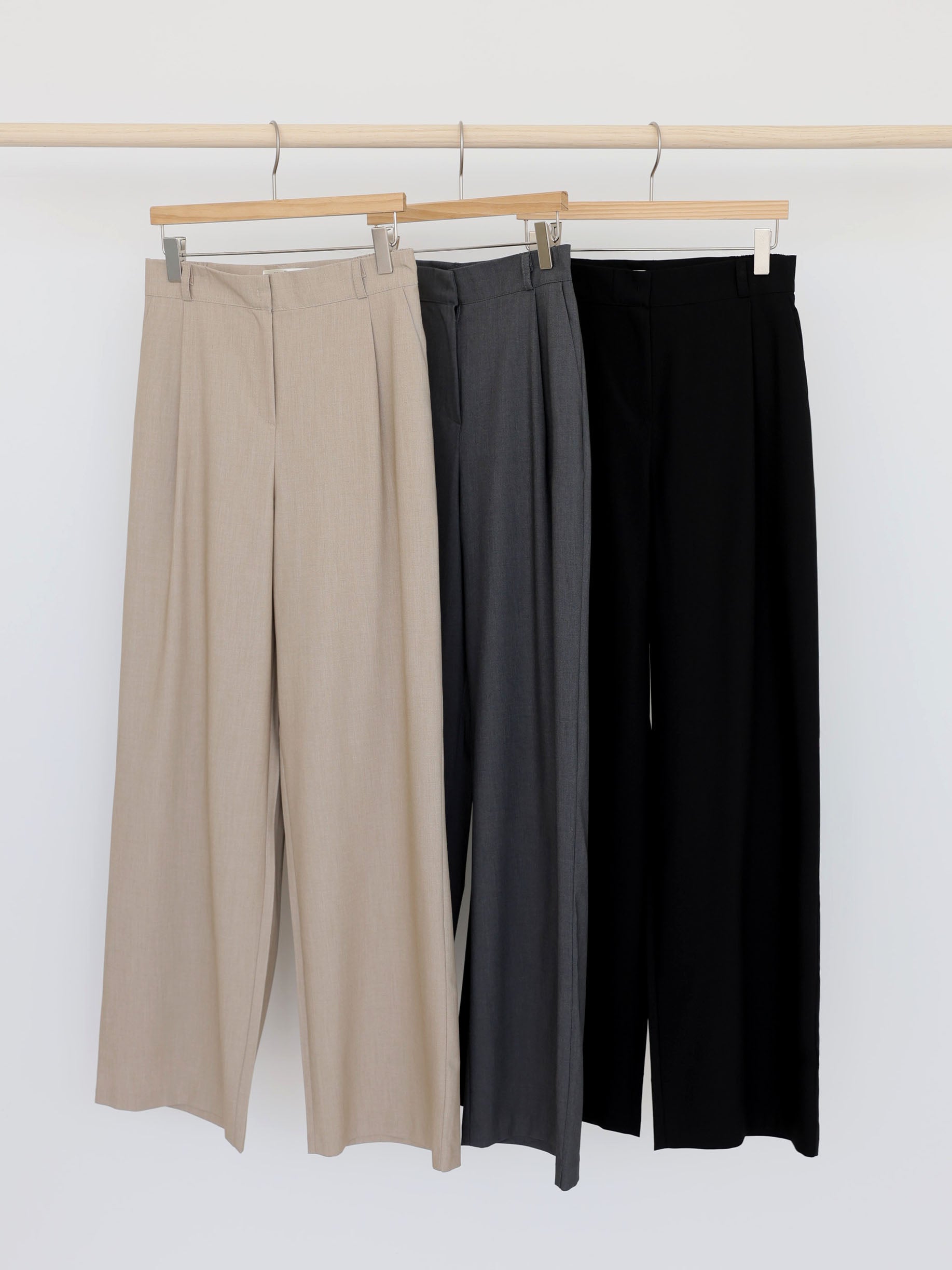 AURACASA Rookie Side-Banding Wide Slacks – High-Waist Pintuck Straight Fit Pants