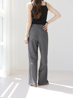 AURACASA Rookie Side-Banding Wide Slacks – High-Waist Pintuck Straight Fit Pants