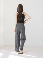 AURACASA Rookie Side-Banding Wide Slacks – High-Waist Pintuck Straight Fit Pants