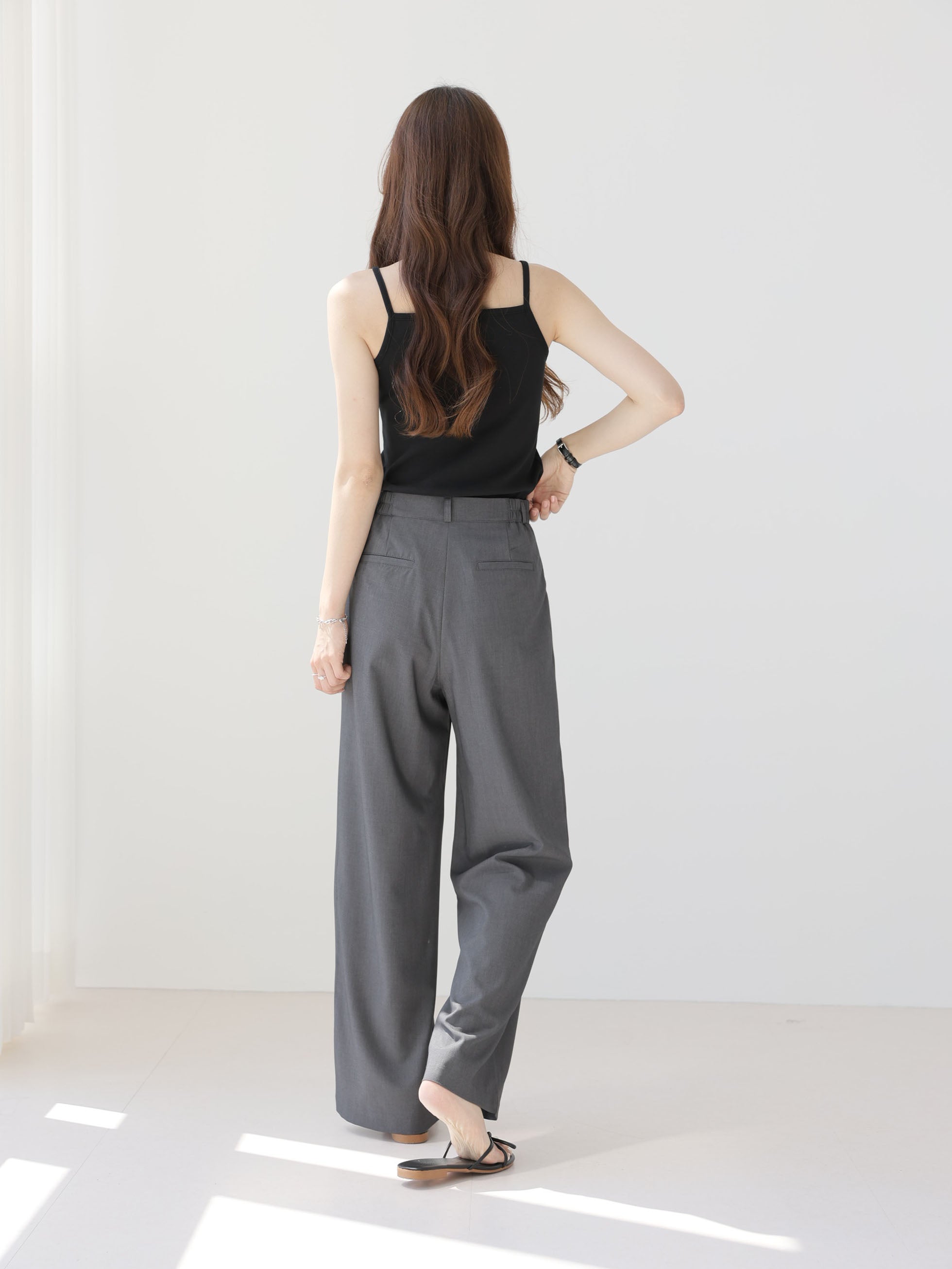 AURACASA Rookie Side-Banding Wide Slacks – High-Waist Pintuck Straight Fit Pants
