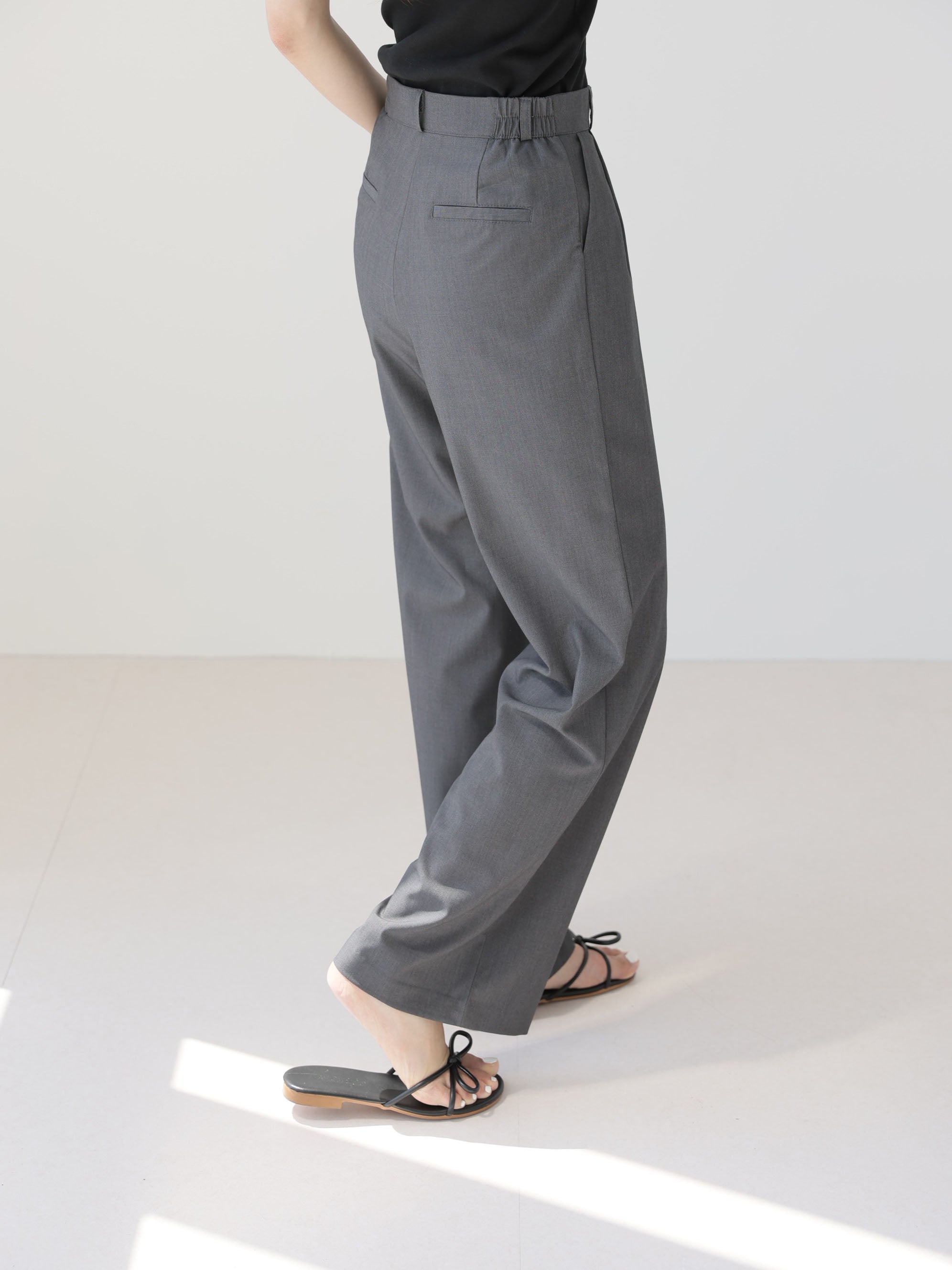 AURACASA Rookie Side-Banding Wide Slacks – High-Waist Pintuck Straight Fit Pants