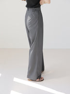 AURACASA Rookie Side-Banding Wide Slacks – High-Waist Pintuck Straight Fit Pants