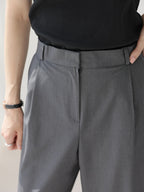 AURACASA Rookie Side-Banding Wide Slacks – High-Waist Pintuck Straight Fit Pants
