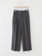 AURACASA Spa Pintuck Banding Slacks – High-Waist Cropped Wide Fit Pants (Spring/Summer)