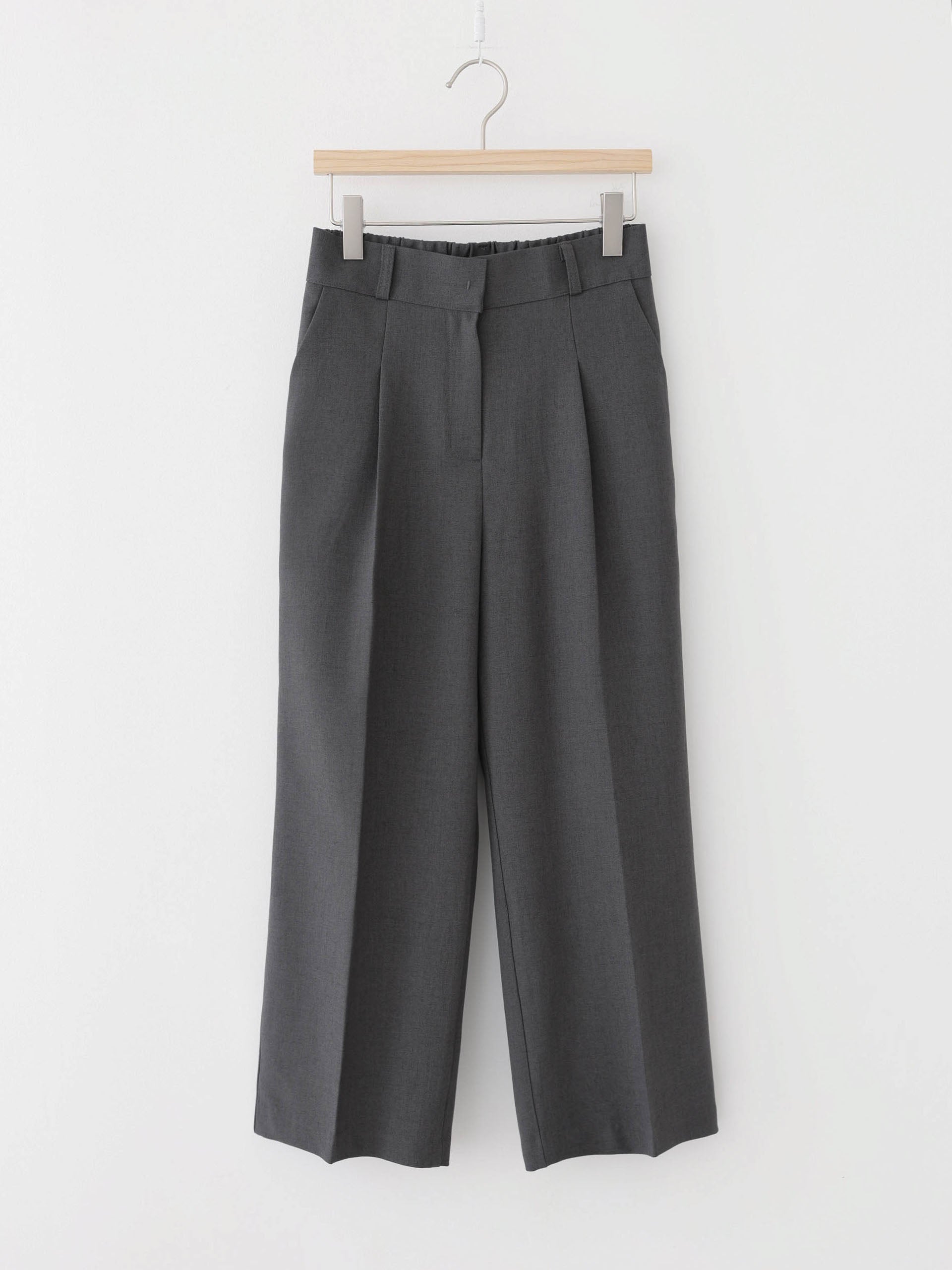 AURACASA Spa Pintuck Banding Slacks – High-Waist Cropped Wide Fit Pants (Spring/Summer)
